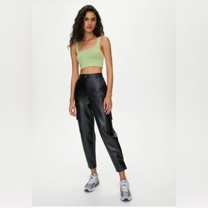 ARITZIA WILFRED Black Vegan Leather Cargo Pants (00)